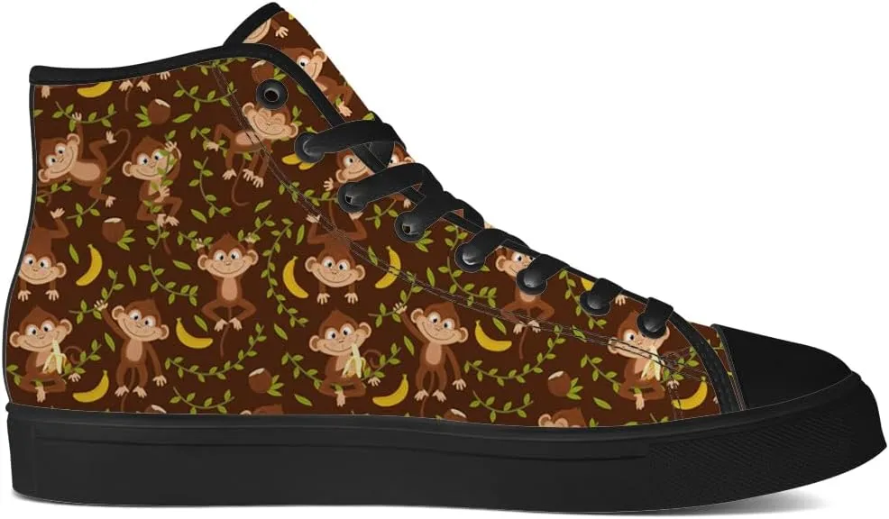 Monkey Shoes High Top Canvas Sneakers Lace Up Casual Walking Shoes Gifts for Men Women