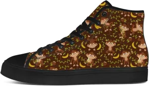 Monkey Shoes High Top Canvas Sneakers Lace Up Casual Walking Shoes Gifts for Men Women