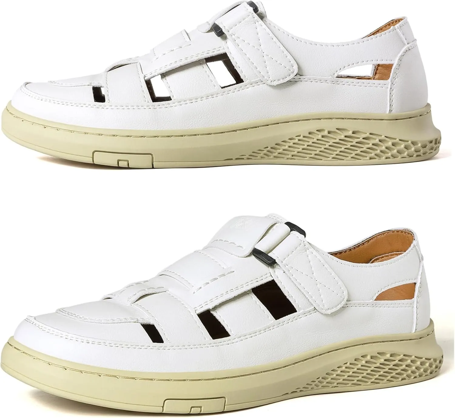 Moodeng Men's Sandals Causal Leather Sandals Outdoor Sport Sandals Lightweight Arch Support Walking Loafers