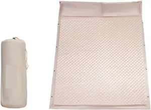 MorfiL Self Inflating Sleeping Pad with Built-in Pillow，Memory Sponge Button Splicing Design,with Lightweight Sleeping Mat for Camping, Backpacking, Hiking, Tent (Beige (Color : Beige, Size : Double)