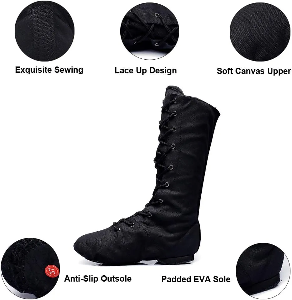 MSMAX Dancing Sneakers High Top Canvas Jazz Boots for Youth Women