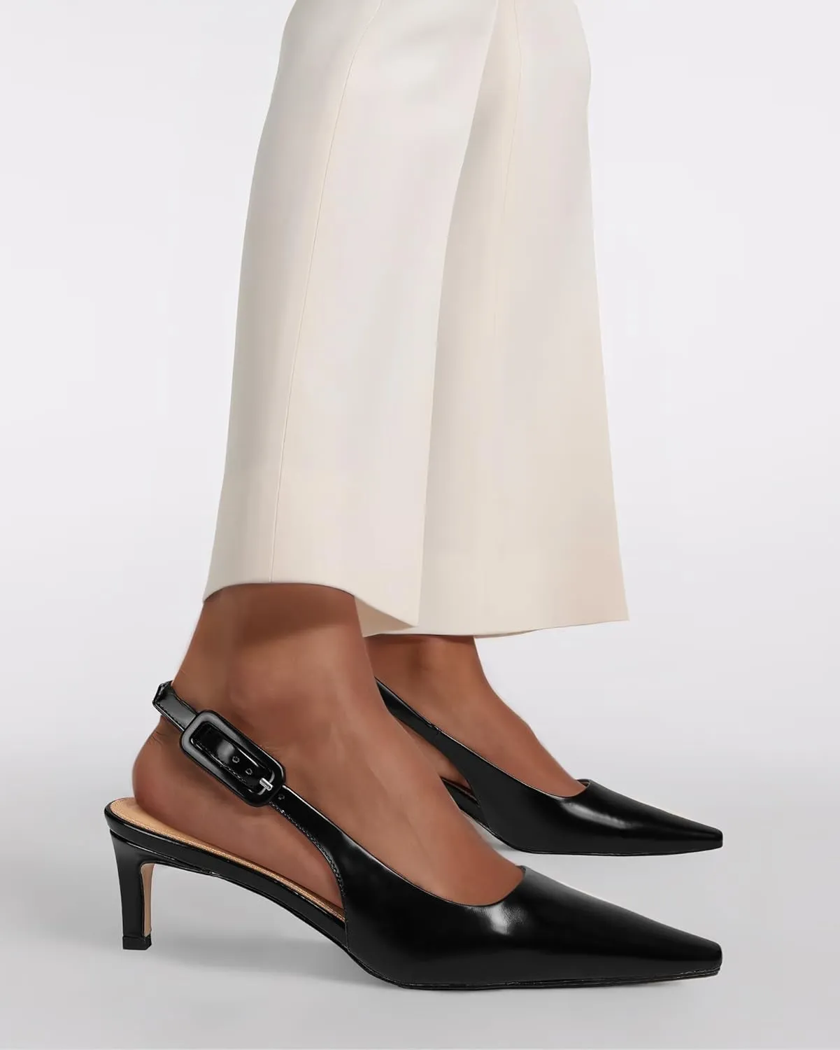 MUCCCUTE Slingback Heels for Women Closed Pointed Toe Heels Women's Pumps 2 3/5" Mid Heel Comfortable Office Wedding Party Pump