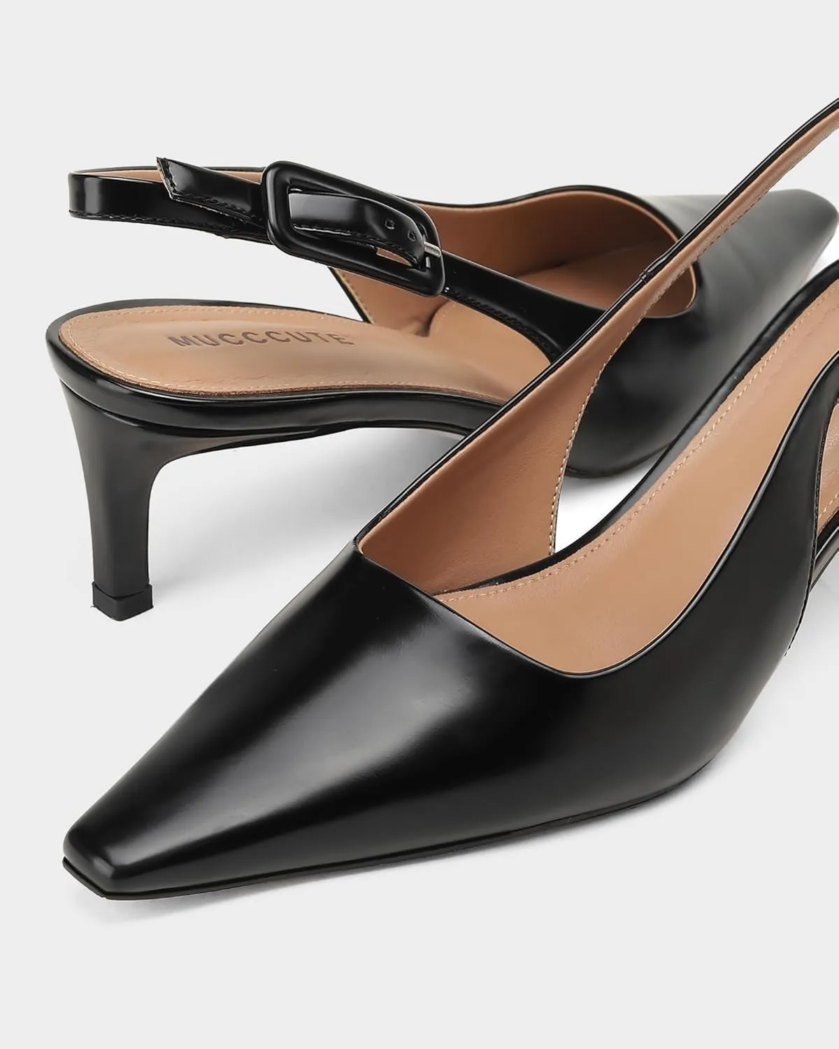 MUCCCUTE Slingback Heels for Women Closed Pointed Toe Heels Women's Pumps 2 3/5" Mid Heel Comfortable Office Wedding Party Pump