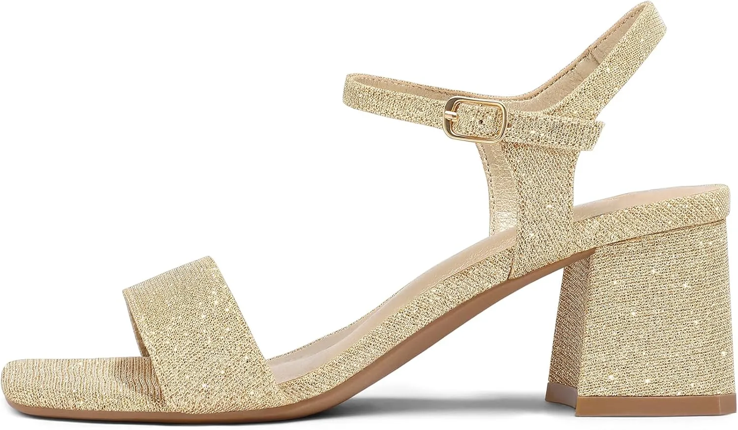 mysoft Women's Chunky Block Low Heels Open Toe Ankle Strap Heeled Sandals Comfortable Square Toe Wedding Party Dress Pump Shoes