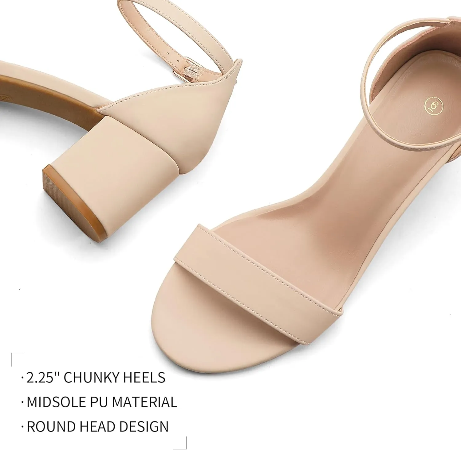 mysoft Women's Chunky Low Heels Open Toe Block Heeled Dress Ankle Strap Pump Wedding Sandals