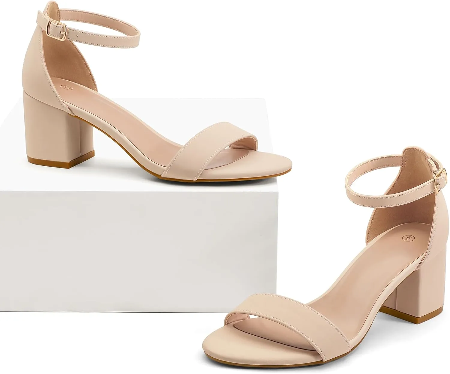 mysoft Women's Chunky Low Heels Open Toe Block Heeled Dress Ankle Strap Pump Wedding Sandals