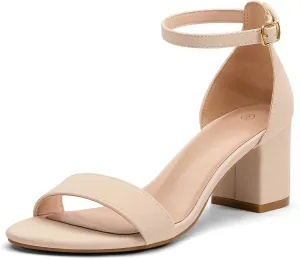 mysoft Women's Chunky Low Heels Open Toe Block Heeled Dress Ankle Strap Pump Wedding Sandals