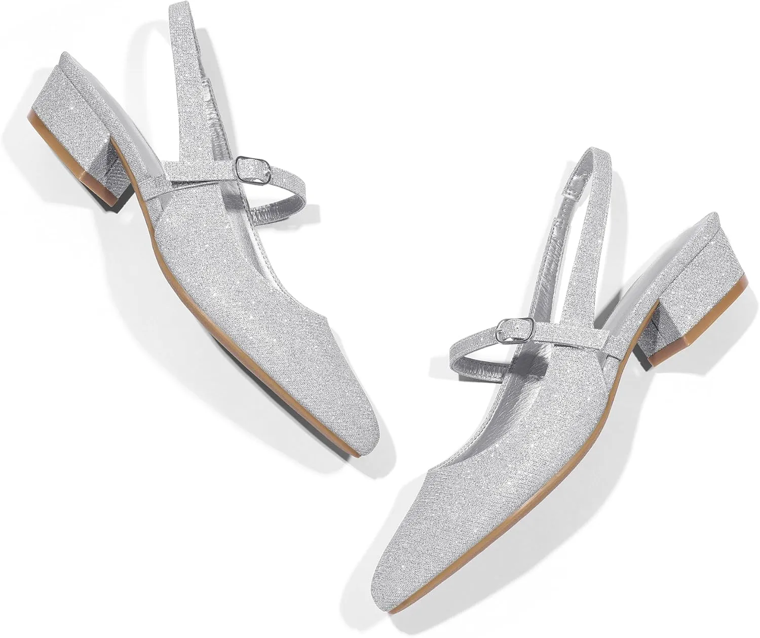 mysoft Women's Slingback Mary Jane Pumps Block Low Heel Adjustable Buckle Dress Shoes