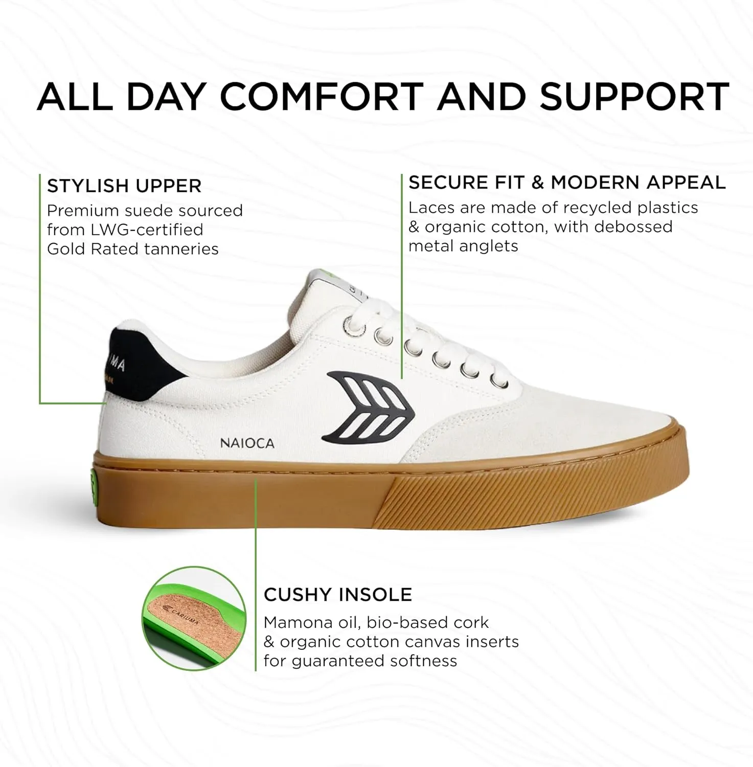 NAIOCA Suede Sneakers, Comfortable Shoes for Women, Lightweight & Sustainable, Versatile Casual Footwear with 100% Vegan Insoles, Rubber Soles