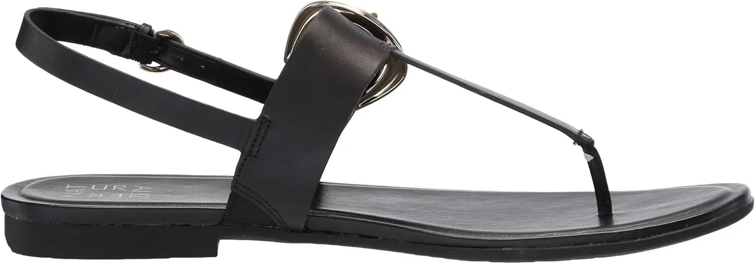 Naturalizer Womens Taylor T-Strap Slingback Flat Sandal
