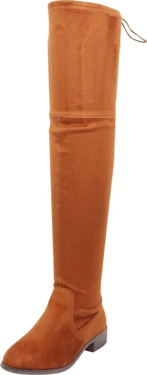 Nature Breeze Women Faux Suede Thigh High Drawstring Riding Boot FF72