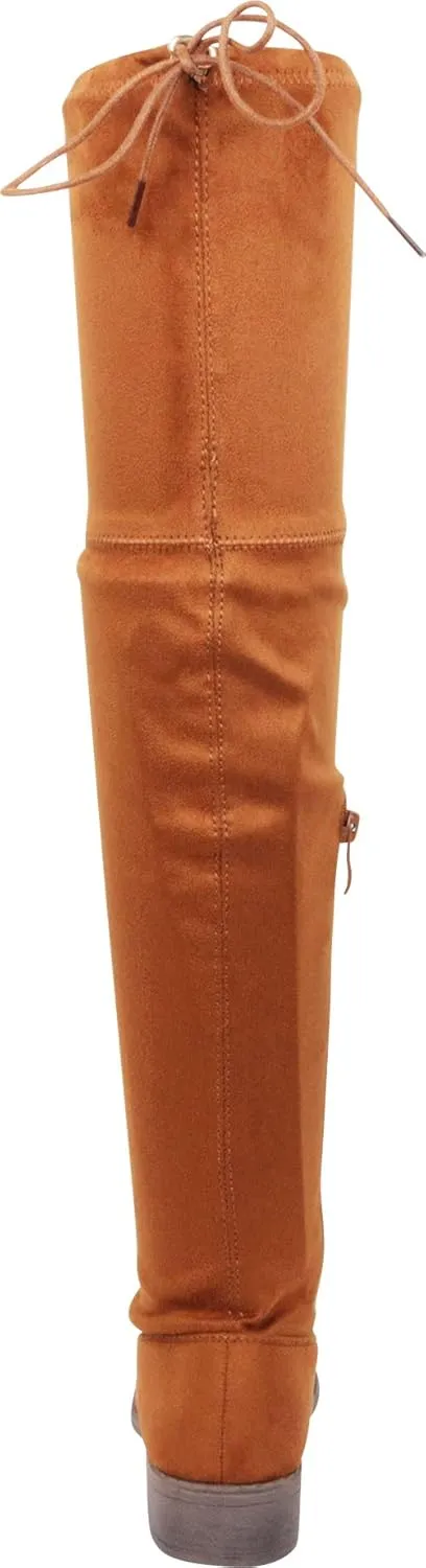Nature Breeze Women Faux Suede Thigh High Drawstring Riding Boot FF72