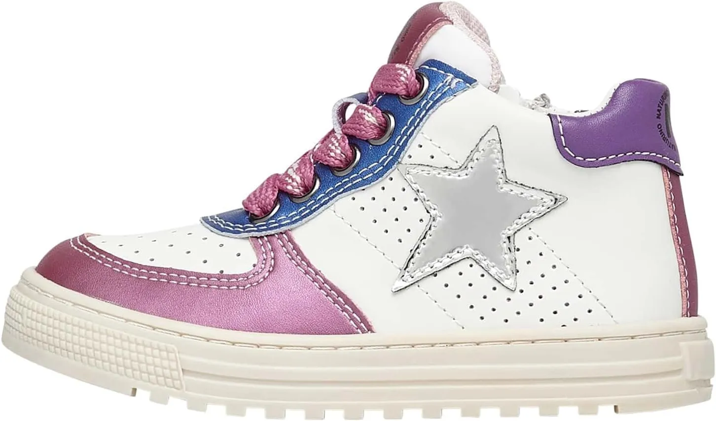 Naturino Girl's Hess High Zip (Toddler/Little Kid) White/Fuchsia EU 27 (US 10.5 Little Kid) M