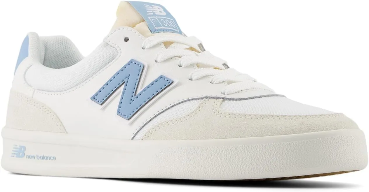 New Balance Men's 300 V3 Court Sneaker, Sea Salt/Chrome Blue/White, 7.5 Wide