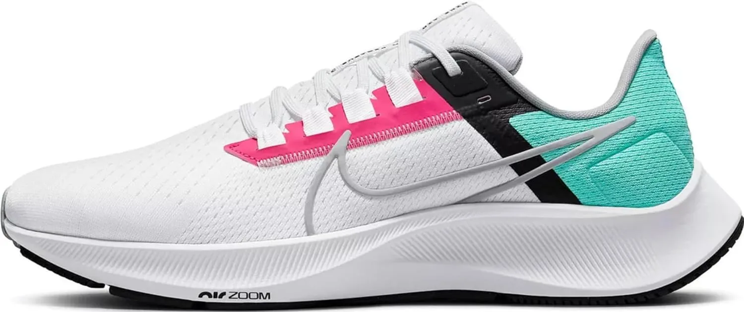 Nike Air Zoom Pegasus 38 Mens Running Trainers CW7356 Sneakers Shoes, White Wolf Grey Hyper Pink 102, 10.5