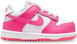 Nike Dunk Low Baby/Toddler Shoes (FB9107-102, White/Pink/Laser Fuchsia) Size 6