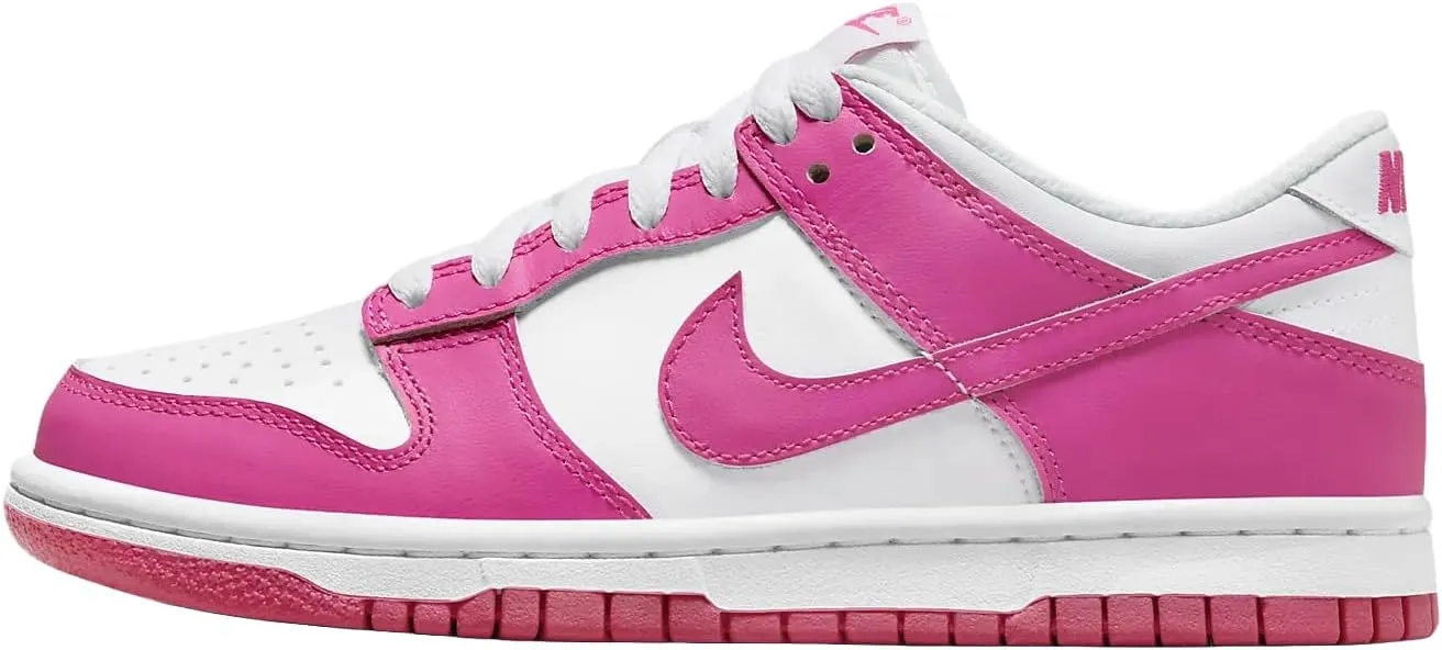 Nike Dunk Low Kids (White/Laser Fuchsia) (White/Laser Fuchsia, US Footwear Size System, Little Kid, Numeric, Medium, 11.5)