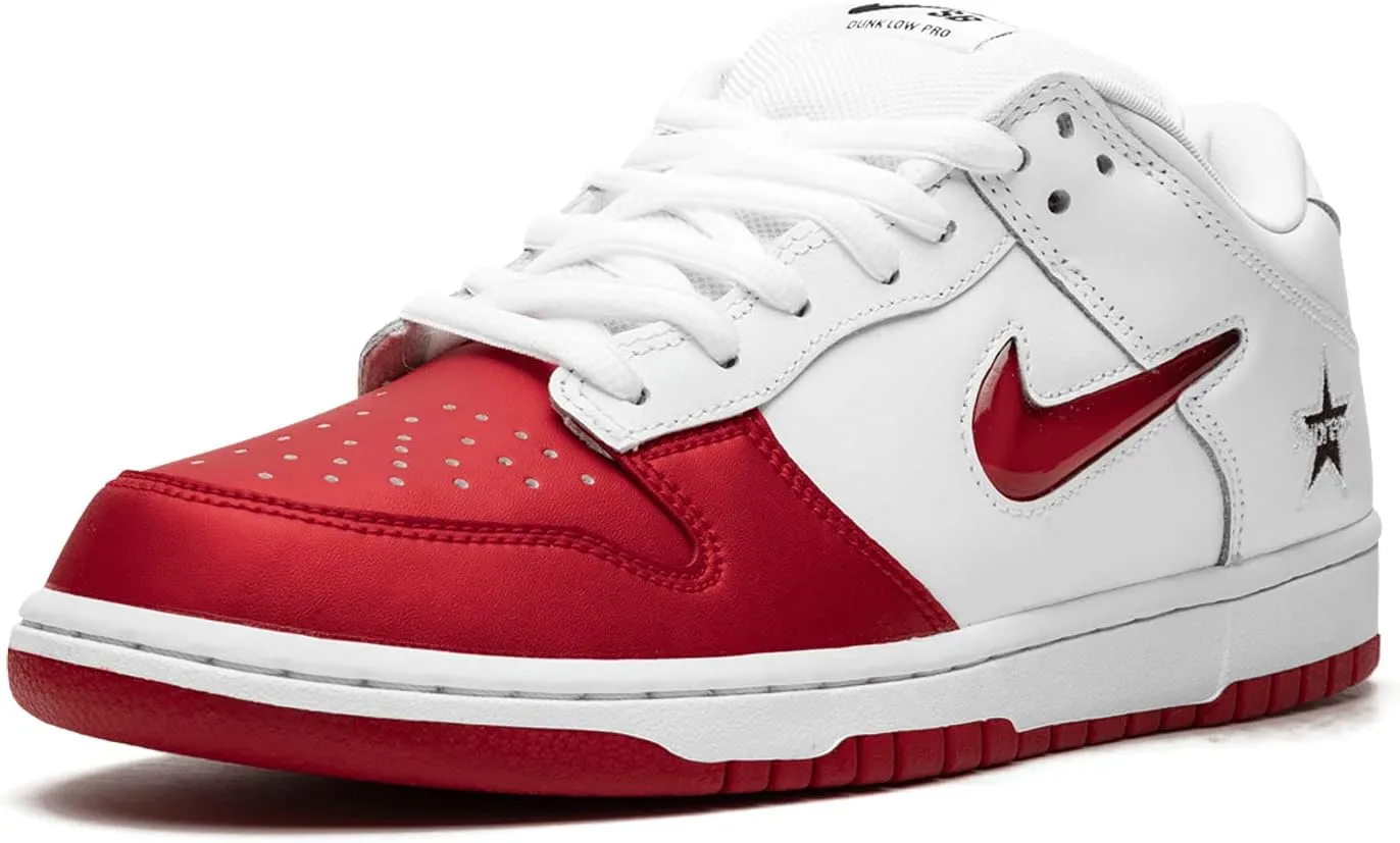 Nike Mens SB Dunk Low CK3480 600 Supreme - Jewel Swoosh Red/White - Size