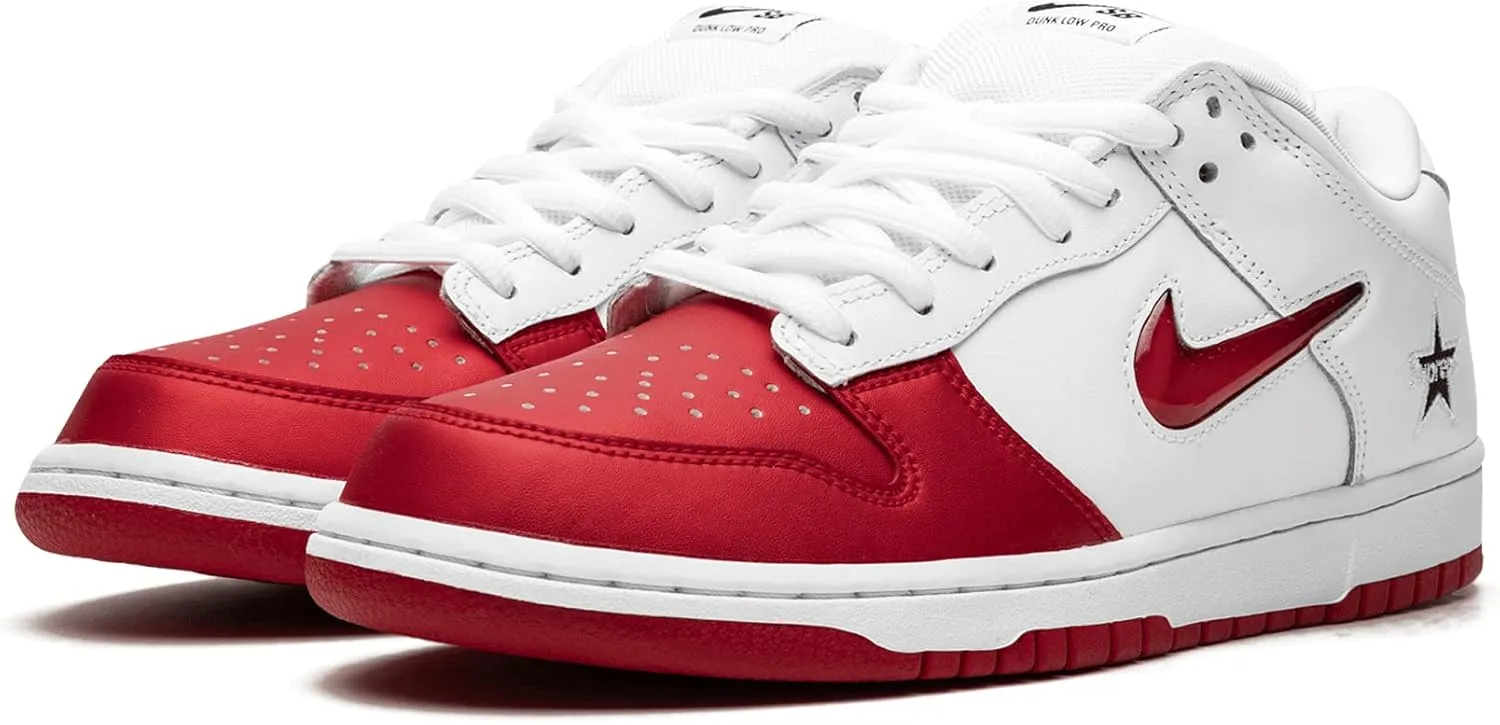 Nike Mens SB Dunk Low CK3480 600 Supreme - Jewel Swoosh Red/White - Size