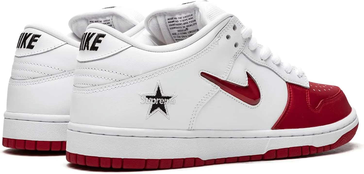 Nike Mens SB Dunk Low CK3480 600 Supreme - Jewel Swoosh Red/White - Size
