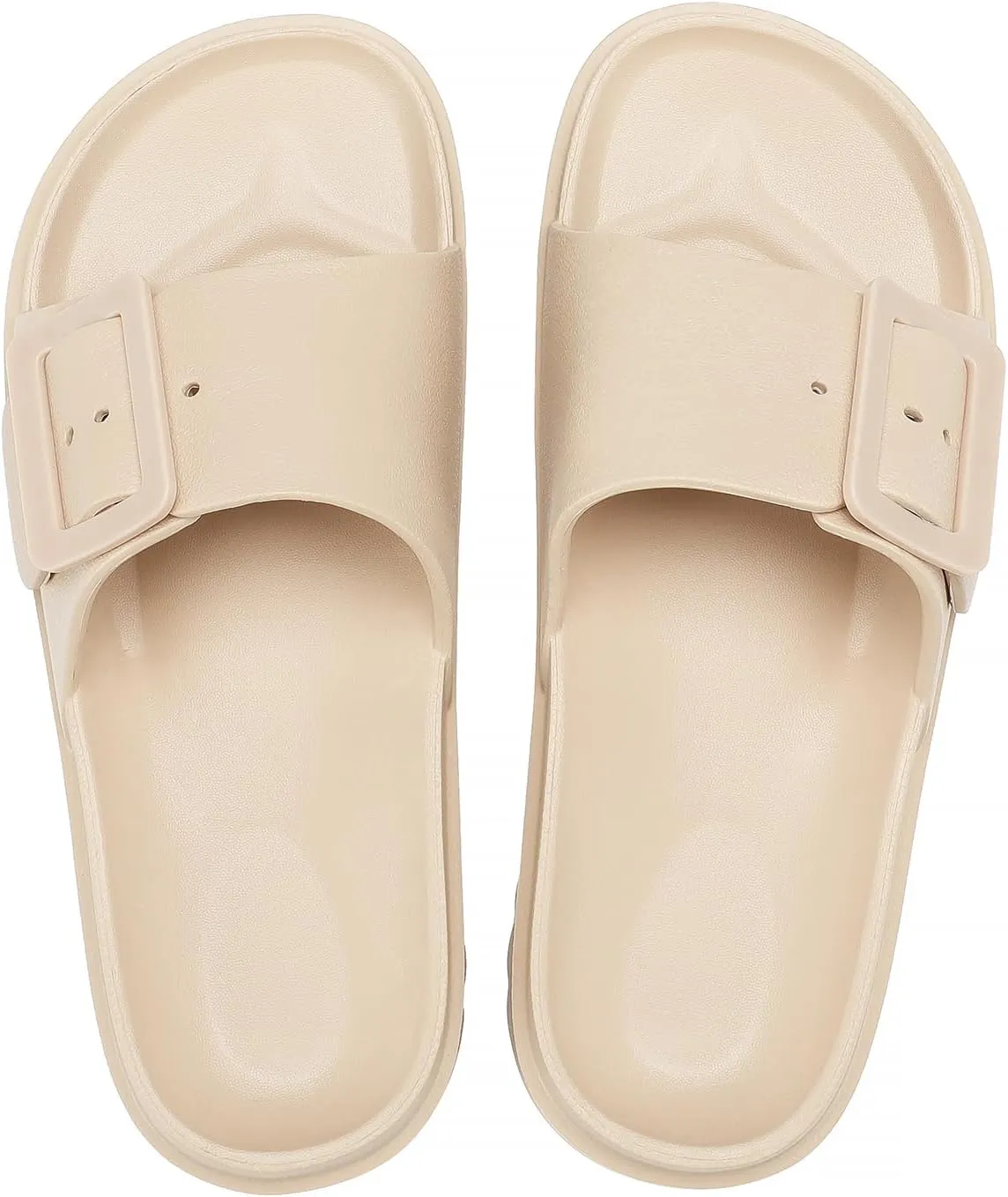 NineCiFun Women's Platform Sandals Low Wedge Sandals Open Toe Slide Sandals With Adjustable Buckle