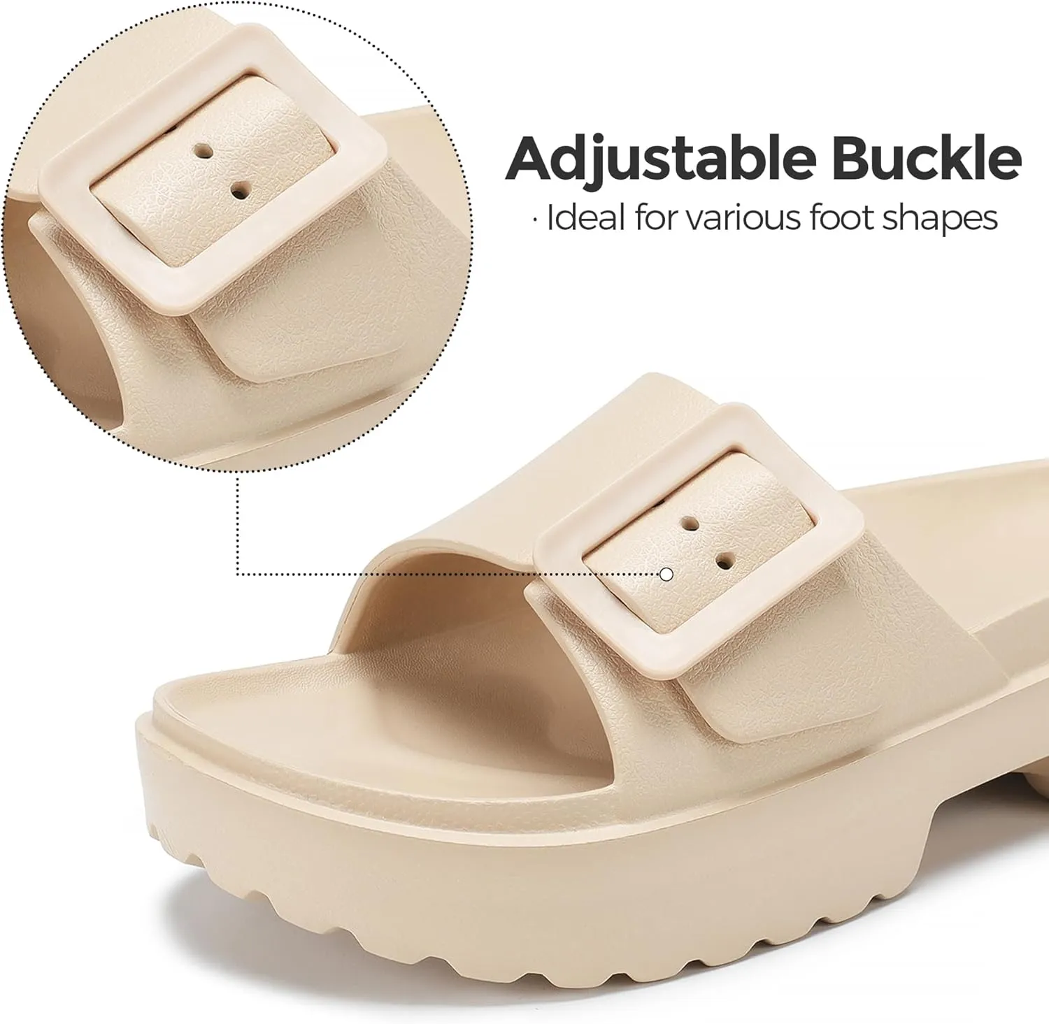 NineCiFun Women's Platform Sandals Low Wedge Sandals Open Toe Slide Sandals With Adjustable Buckle