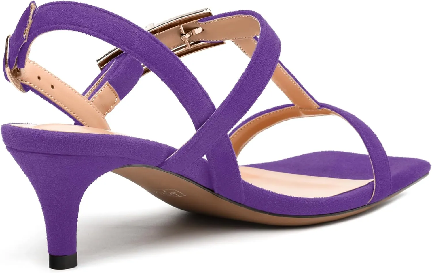 NUMALEO Women's 2 Inch Low Kitten Heeled Square Open Toe Sandals Ankle Strap Slingback Dress Shoes for Woman Summer Dressy