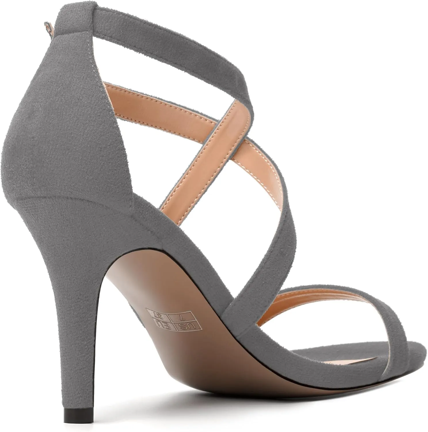 NUMALEO Womens Open Toe Buckle Evening Ankle Strap Comfortable Sexy Suede Stiletto High Heel Heeled Sandals 3.3 Inch