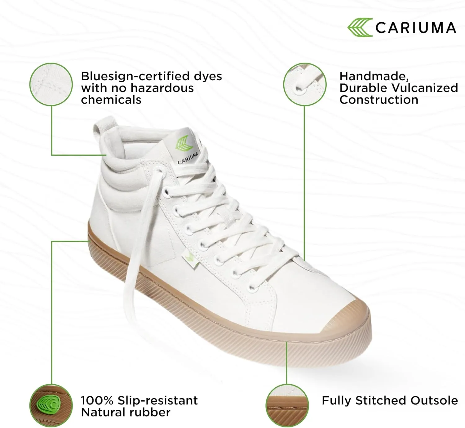 OCA High Gum Canvas Sneakers, Comfortable Shoes for Men, Lightweight & Sustainable, Versatile Casual Footwear with 100% Vegan Insoles, Rubber