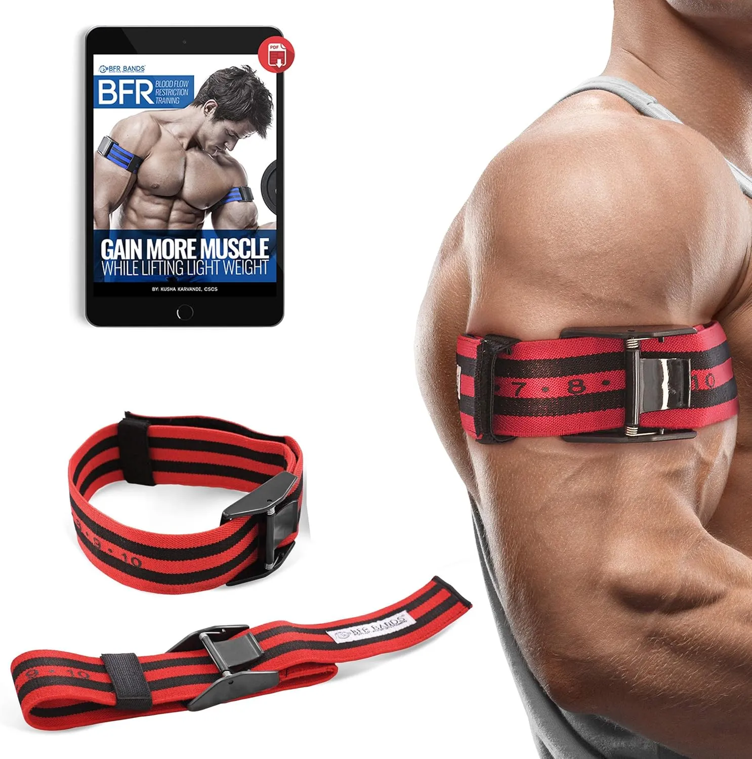 Occlusion Bands (PRO X) – 2 Pack, 2 Inch Wide, Blood Flow Restriction Band Set for Arms w/ Pull to Tighten, Quick-Release Buckle & Training eBook