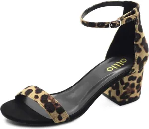 Ollio Womens Shoe Faux Suede Chunky Mid Heel Ankle Strap Heeled Sandals