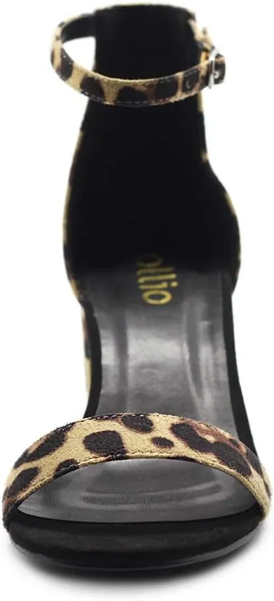 Ollio Womens Shoe Faux Suede Chunky Mid Heel Ankle Strap Heeled Sandals