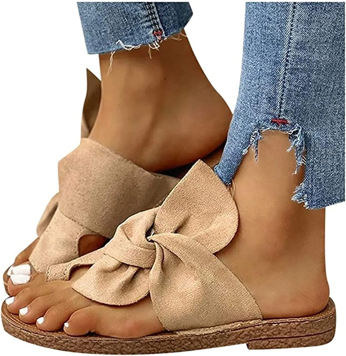 Open Toe Sandal with Arch Support,Women Orthopedic Bunion Corrector,Casual PU Leather Big Toe Correction Sandals,for Beach Travel Summer,Khaki,42