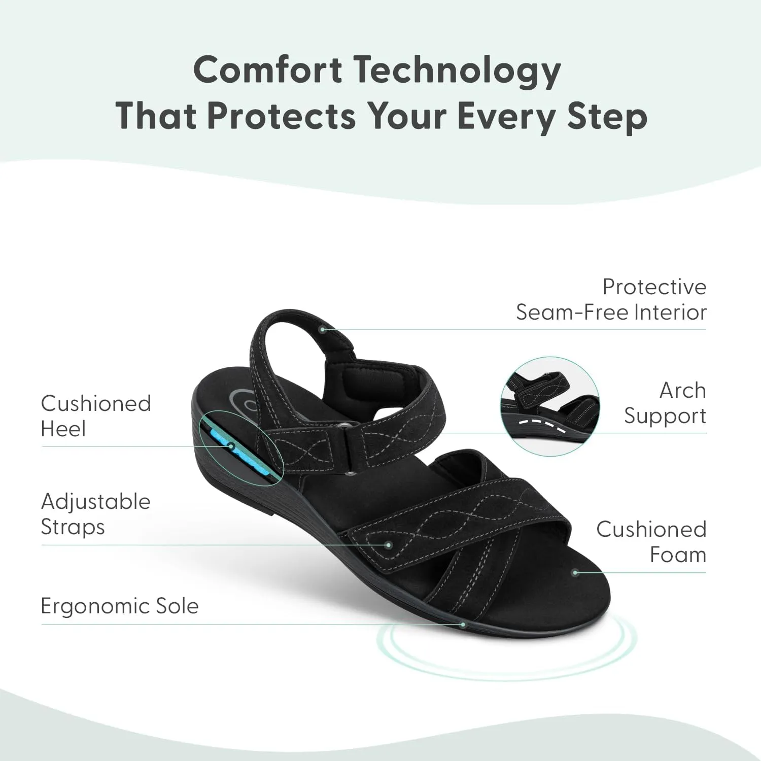 Orthofeet Women's Orthopedic Leather Holly Sandals