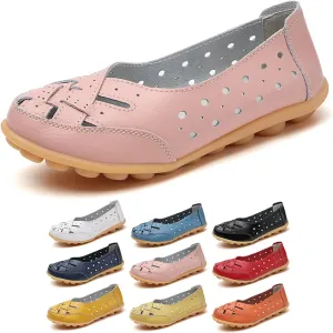 Orthopaedic Loafers in Breathable Leather, Owlkay Orthopedic Shoes for Women, Cutout Slip On Shoes Owlkay Shoes for Women, Driver Loafers, 5-11.5, White