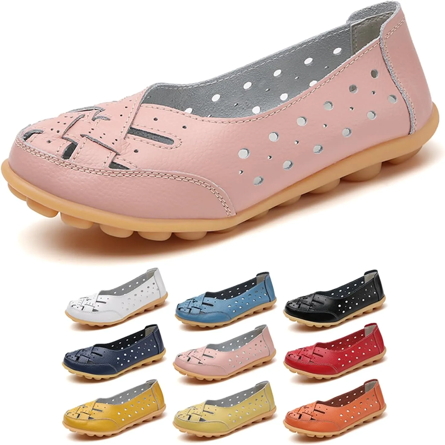 Orthopaedic Loafers in Breathable Leather, Owlkay Orthopedic Shoes for Women, Cutout Slip On Shoes Owlkay Shoes for Women, Driver Loafers, 5-11.5, White