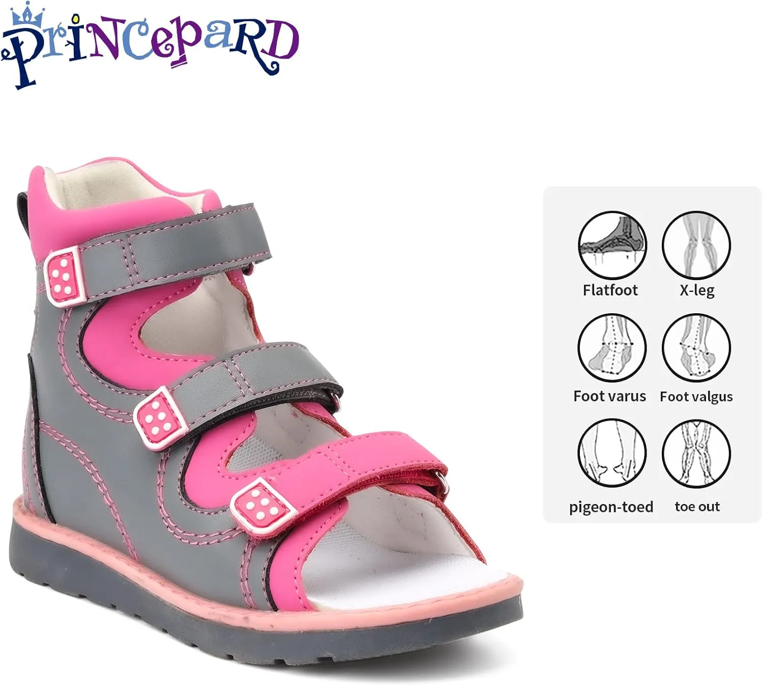 Orthopedic Corrective Sandals for Kids,Children Summer High Top Shoes for Girls and Boys with Arch and Ankle Support,Anti-slip Flat Soles
