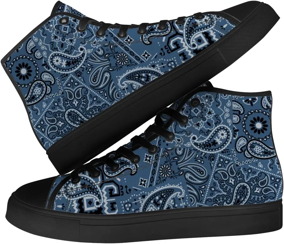 Paisley High Top Canvas Shoes for Men Women High Top Sneakers Lace Up Casual Shoes Gifts for Dad Mom