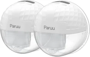 Paruu P10 Hands Free Breast Pump Wearable, 338mmHg Strong Suction, Low Noise, 4 Modes & 9 Levels, Electric Breast Pump Portable, Smart Display, 19/21/24/28mm Insert/Flange, 2 Pack (White)