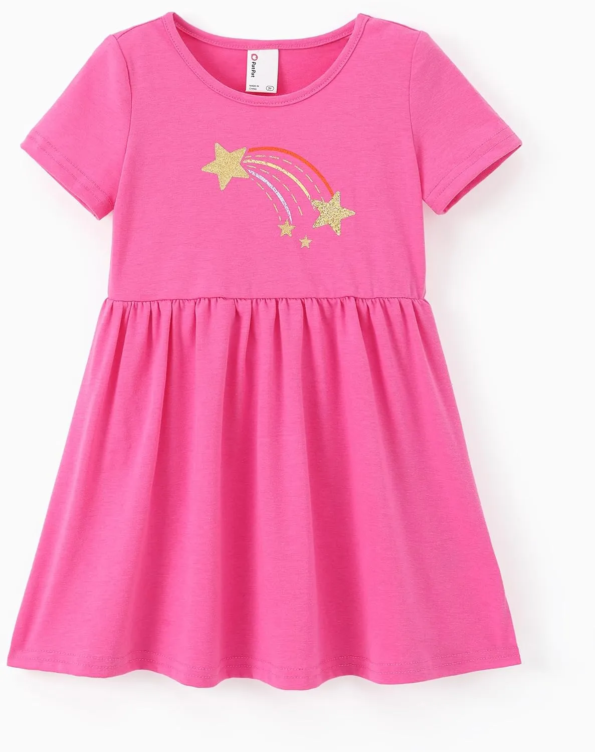 PATPAT Toddler Girl Floral Skater Multipack Dresses 3-Pack Polka Dots Short Sleeve Priness A-line Dress
