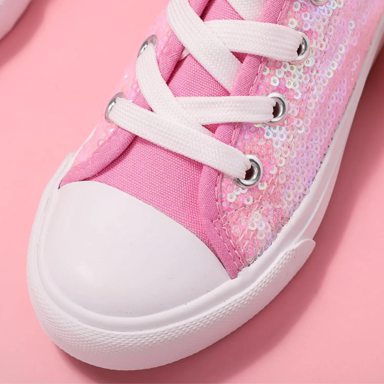 PATPAT Toddler Kid Canvas Sneaker Sparkle Sequins Glitter Shoes Boys and Girls Sneakers Sneakers Shoes