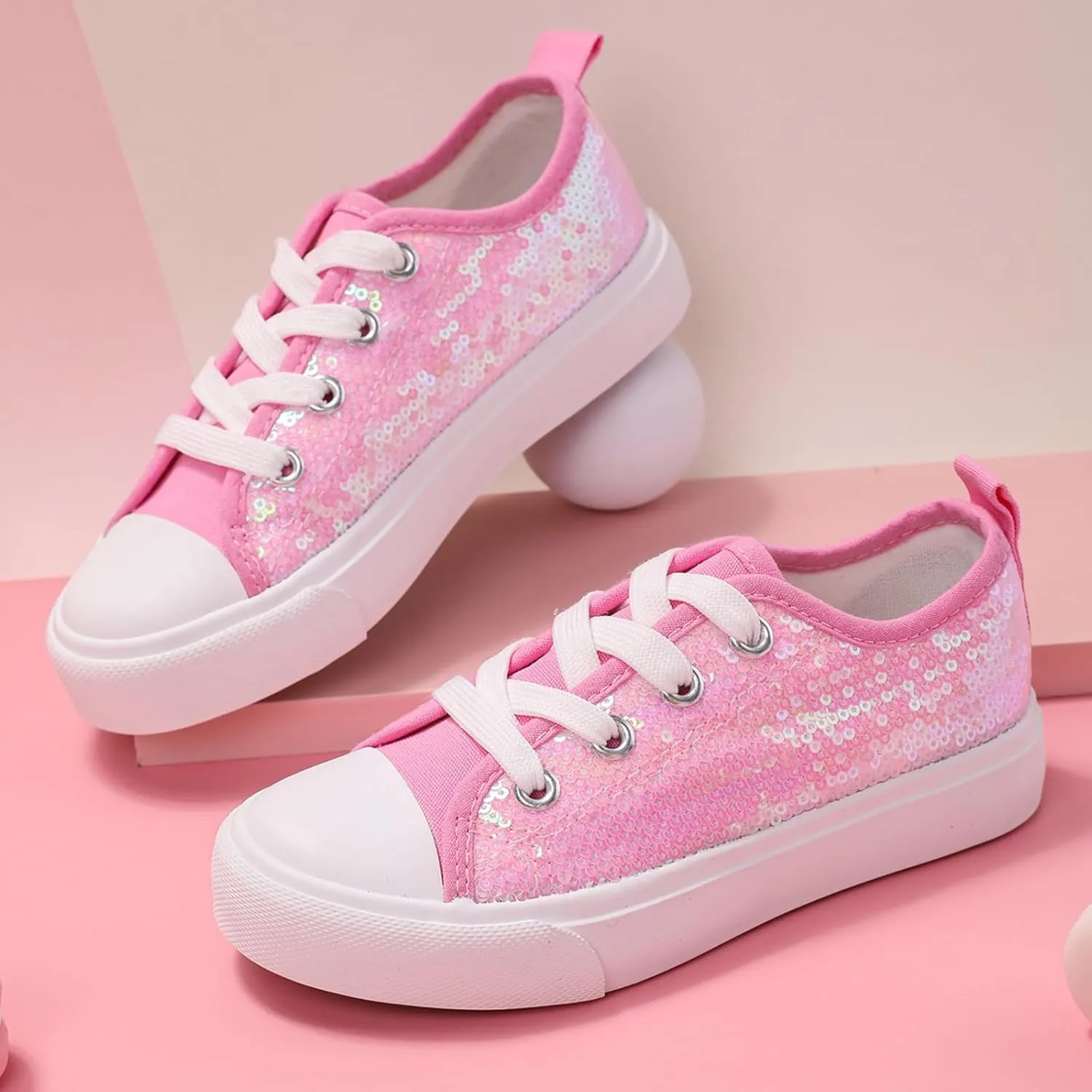 PATPAT Toddler Kid Canvas Sneaker Sparkle Sequins Glitter Shoes Boys and Girls Sneakers Sneakers Shoes