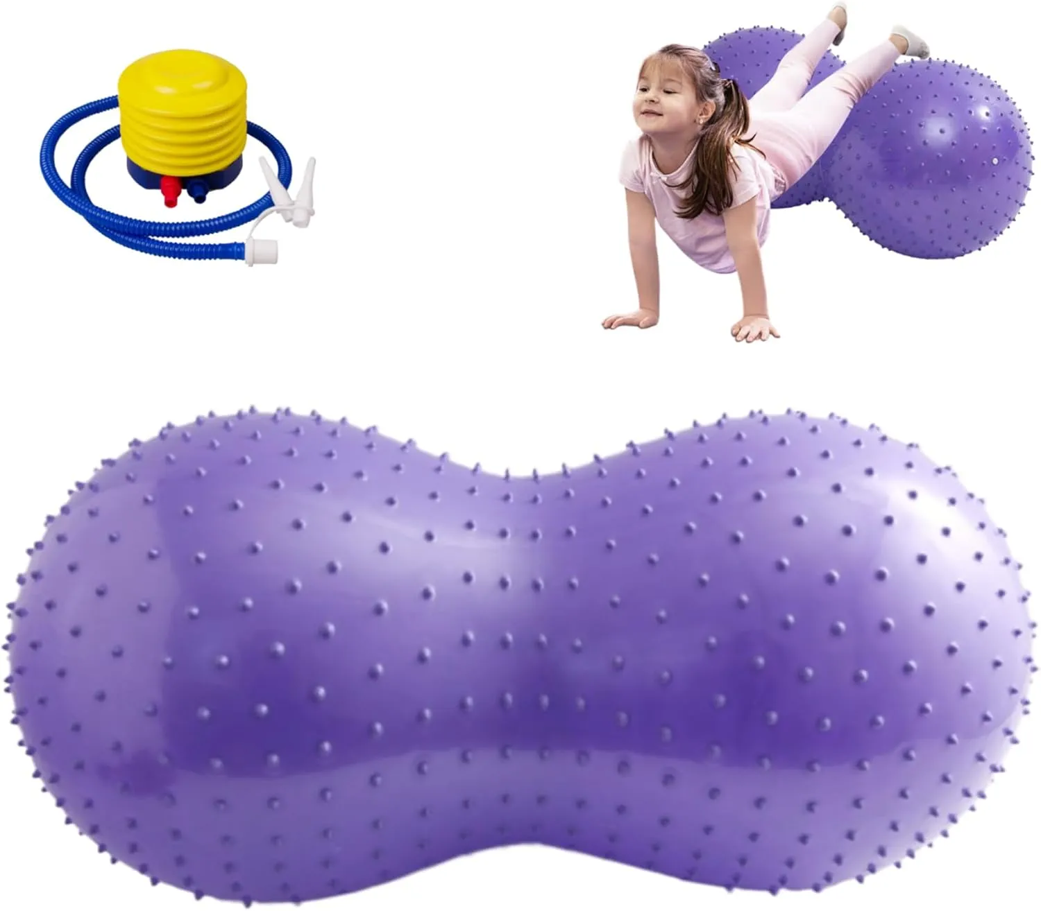 Peanut Ball 35x18 Inch Anti Burst Exercise Ball with Air Pump - Thicken PVC for Kids, Pregnancy, Yoga, Home Gym Fitness