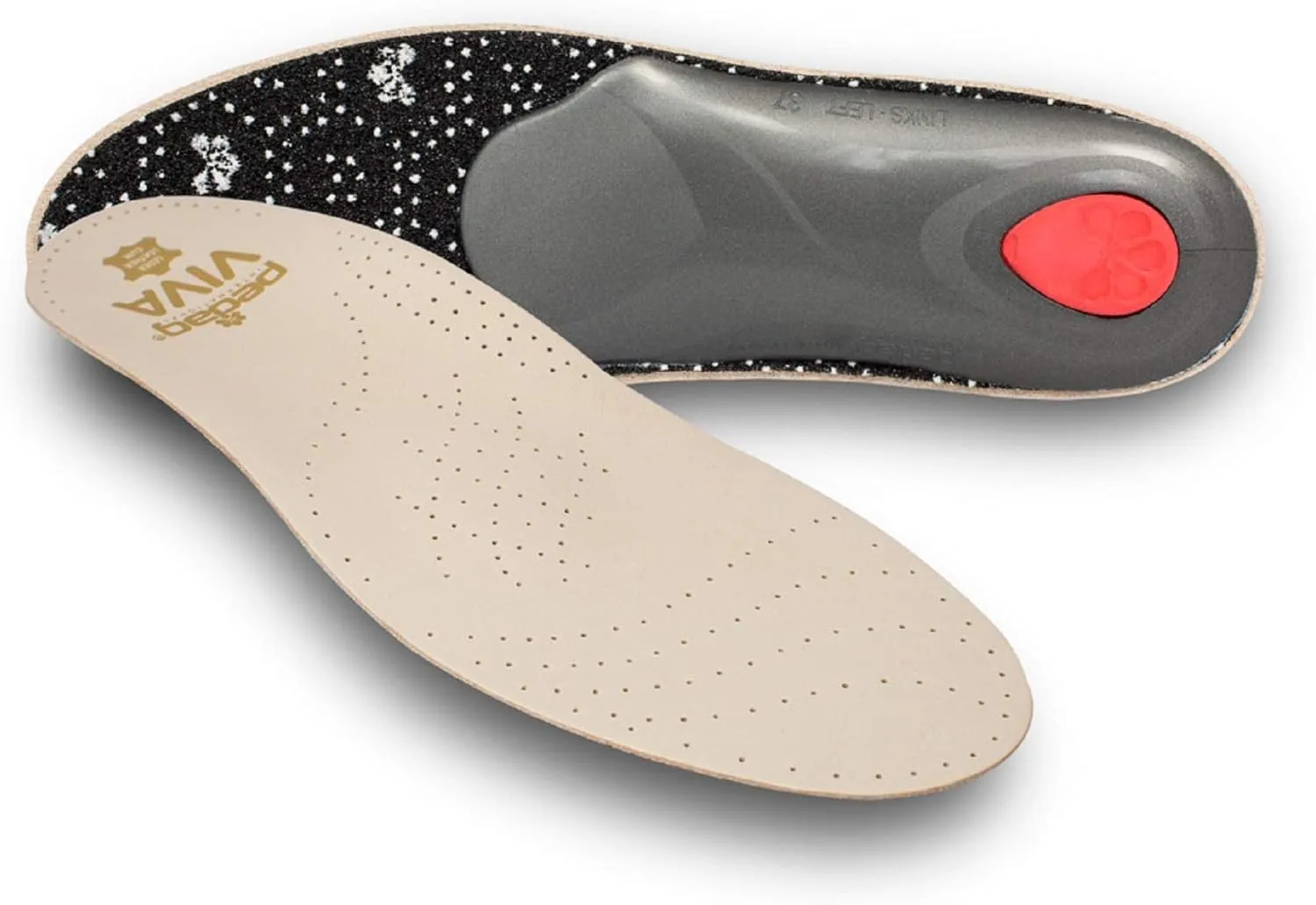 Pedag Viva | Leather Arch Support Inserts | Handmade in Germany | Plantar Fasciitis Relief | Heel Cushion | Activated Charcoal for Odor | Metatarsal Pad | Tan | Women US 12/ Men 9/ EU 42