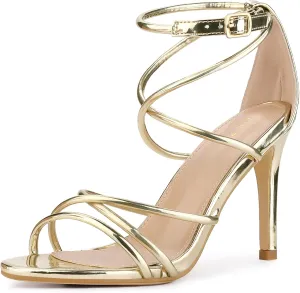 Perphy Crisscross Strappy Open Toe Stiletto Heel Sandals for Women