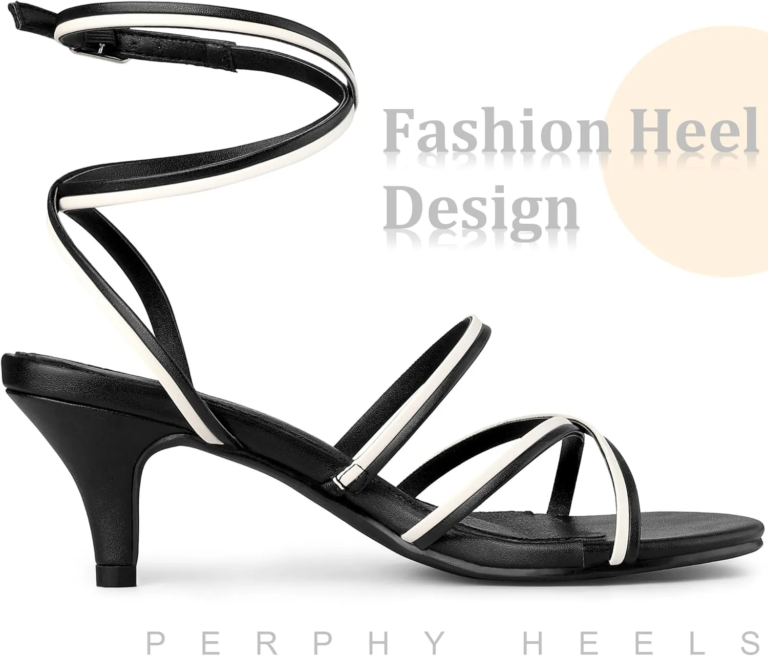 Perphy Open Toe Contrasting Color Kitten Heels Sandals for Women
