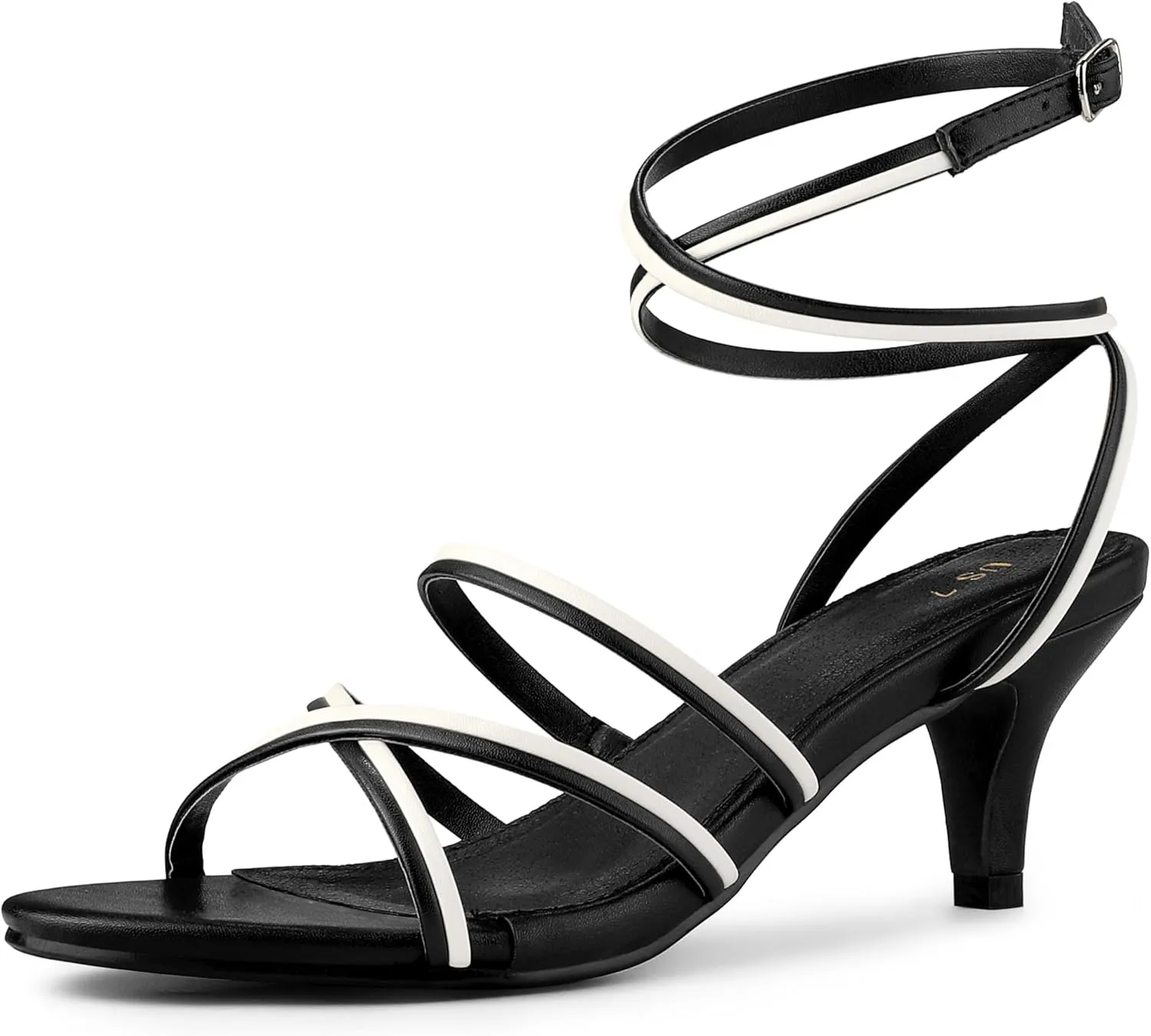 Perphy Open Toe Contrasting Color Kitten Heels Sandals for Women