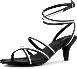 Perphy Open Toe Contrasting Color Kitten Heels Sandals for Women