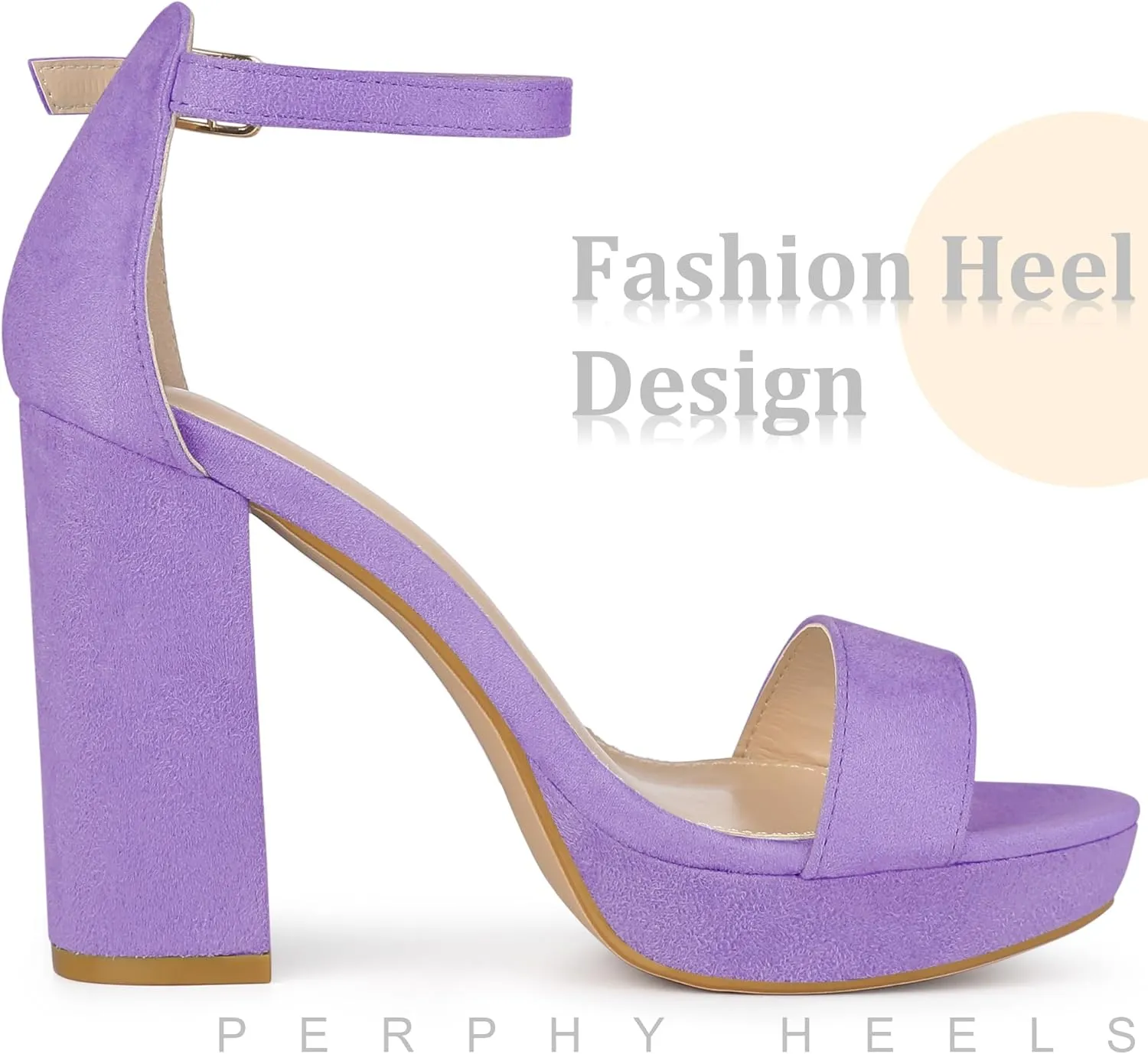 Perphy Platform High Heels Ankle Buckle Strap Chunky Heel Sandals for Women