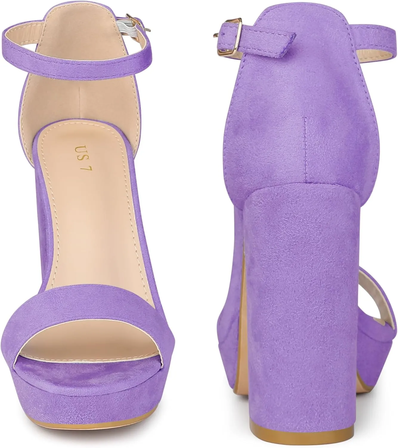 Perphy Platform High Heels Ankle Buckle Strap Chunky Heel Sandals for Women